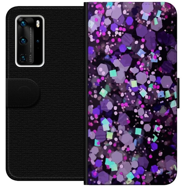 Huawei P40 Pro Lommeboketui Lilla Glitter