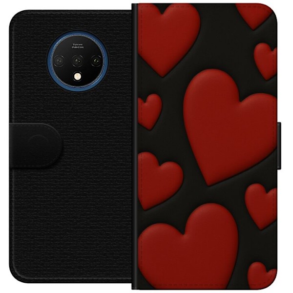OnePlus 7T Lompakkokotelo Punaiset Samettisydämet
