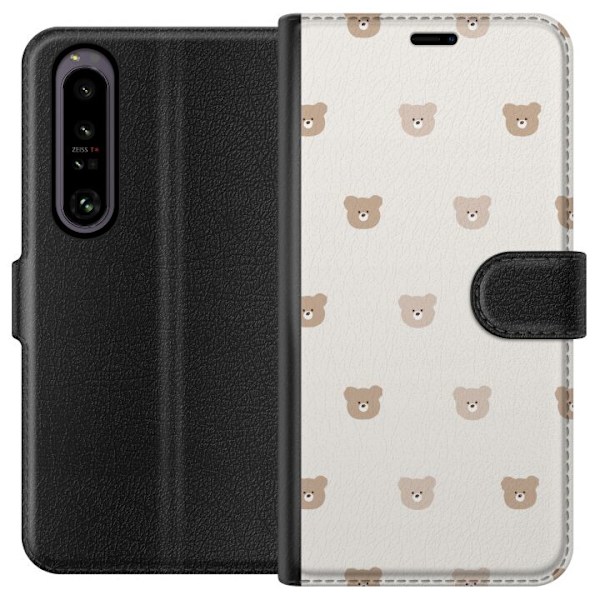 Sony Xperia 1 IV Lompakkokotelo Teddy-tausta - söpöt teddykarhut pehmeällä taustalla