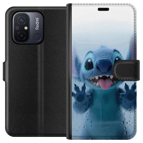 Xiaomi Redmi 12C Tegnebogsetui Stitch ved et vindue i sød stil