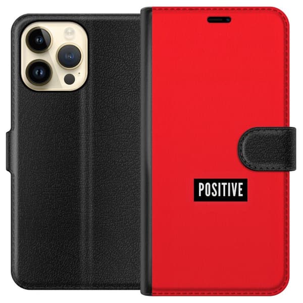 Kompatibelt Plånboksfodral till Apple iPhone 15 Pro Max Positive text röd