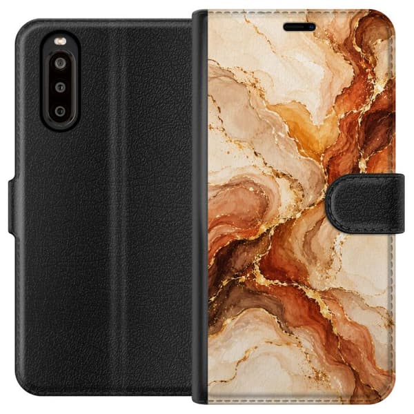 Kompatibel Tegnebogsetui til Sony Xperia 10 II Høstagat beige