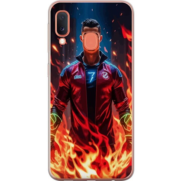 Samsung Galaxy A20e Genomskinligt Skal Ronaldo Inferno – fotbollshjälte i eldflammor