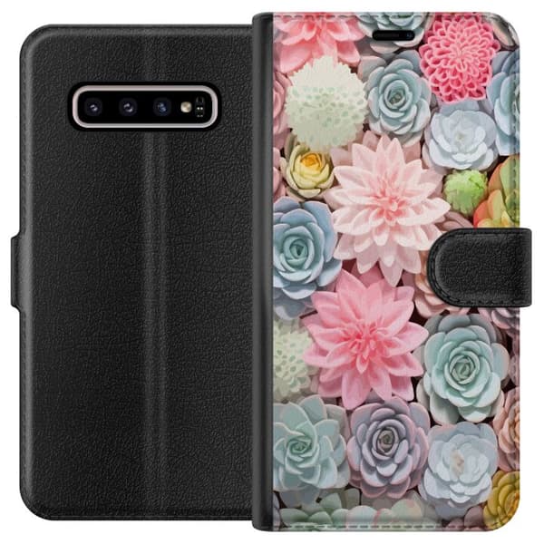 Kompatibelt Lommeboketui til Samsung Galaxy S10+ Grønne planter