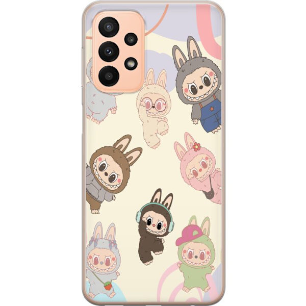 Samsung Galaxy A23 Genomskinligt Skal Labubu Pop Mart Kollektion Motiv Figur Samling Design Populärt Art Toy Pop Mart Kreativ Grafiskt
