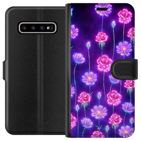 Kompatibelt Lommeboketui til Samsung Galaxy S10+ Blomstring Dagdrøm Elektriske kronblader