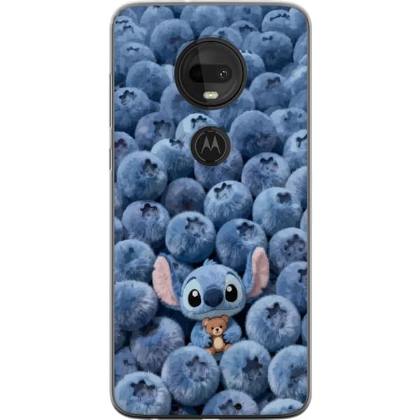 Kompatibelt Mobildeksel til Motorola Moto G7  Blå figur bland blåbär blå