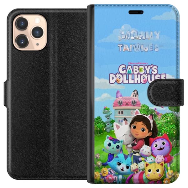Kompatibelt Plånboksfodral till Apple iPhone 11 Pro Gabby med kattvänner framför dockhuset rosa