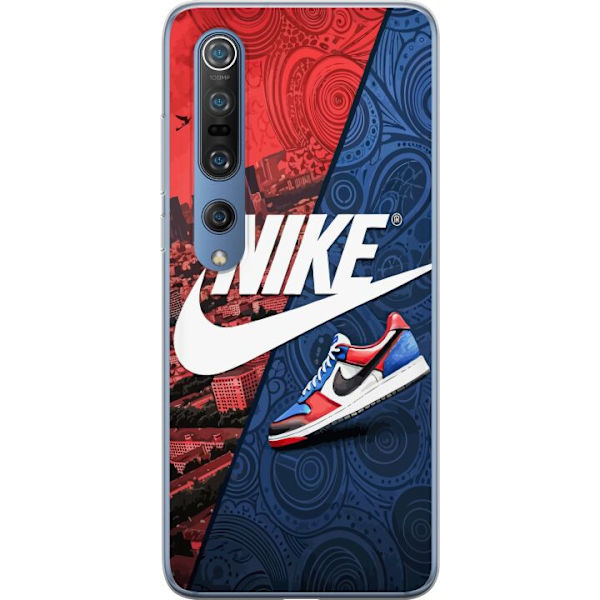 Xiaomi Mi 10 Pro 5G Gennemsigtig cover  Nike Logo Rød Blå Sneakers Stil Sport Mode Populært Swoosh Motiv Træningstøj Grafisk Ikon