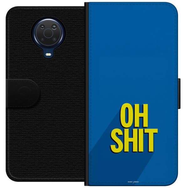 Kompatibelt Plånboksfodral till Nokia G20 Oh Shit text blå