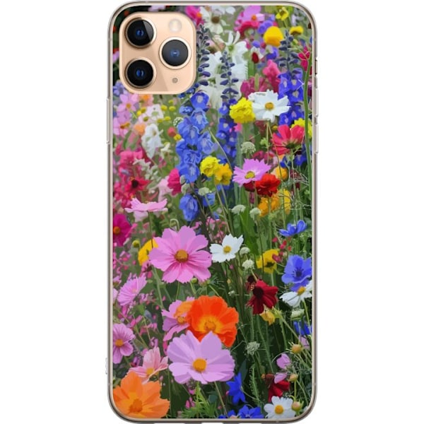 Apple iPhone 11 Pro Max Läpinäkyvä kuori Kukkakuvioinen mobiilikuori kesäisellä niityllä ja luontomaisemalla