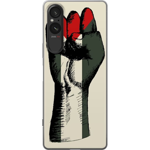 Sony Xperia 5 V Genomskinligt Skal Hand knuten i Palestinas färger – kraftfull symbol för frihetsrörelsen