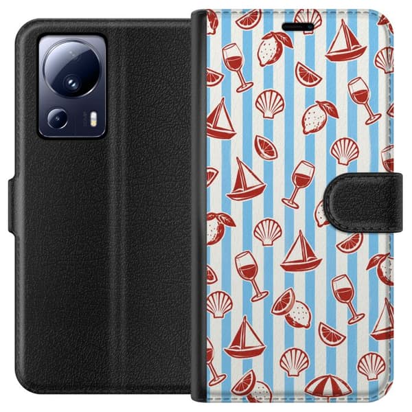 Kompatibel Tegnebogsetui til Xiaomi 13 Lite Blå strandmix blå