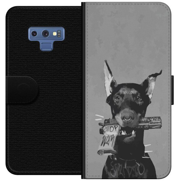 Samsung Galaxy Note9 Tegnebogsetui Grå Hund Grafisk Design Sejt Dyremotiv Gadekunst Urban Trend Hundeejer Stil Populært Motiv