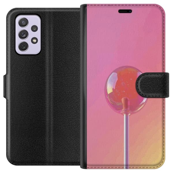 Kompatibel Tegnebogsetui til Samsung Galaxy A52s 5G Blank lyserød pinde mod blød pastelbaggrund pink