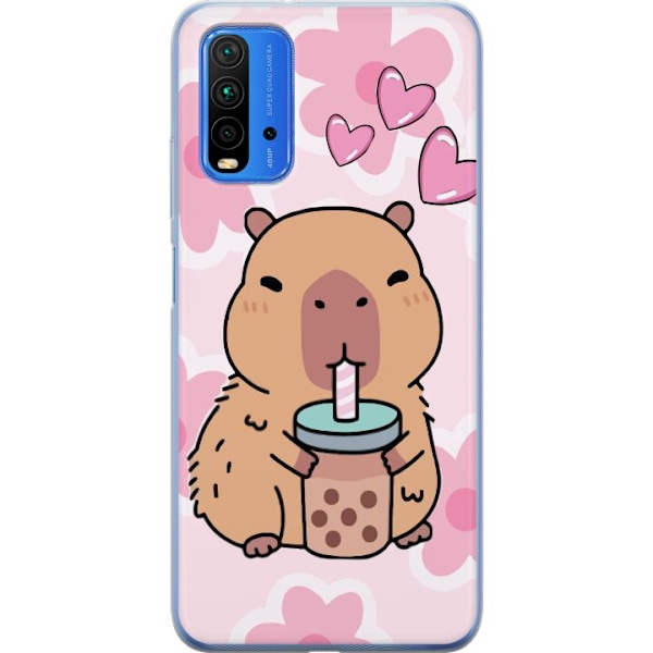 Xiaomi Redmi 9T Genomskinligt Skal Kawaii Capybara Hjärtan Anime Stil Söt Design Djurmotiv TikTok Populärt Present Tjej