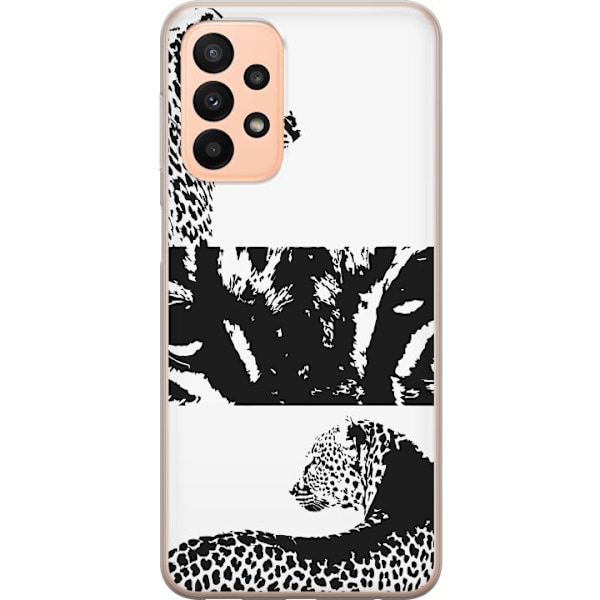Samsung Galaxy A23 Genomskinligt Skal Leopard Faces – trendigt mönster med leopardansikten