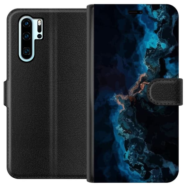 Kompatibelt Lommeboketui til Huawei P30 Pro Galakse Marmor