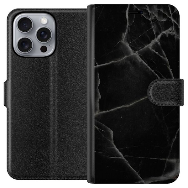 Apple iPhone 16 Pro Max Tegnebogsetui Sort marmor