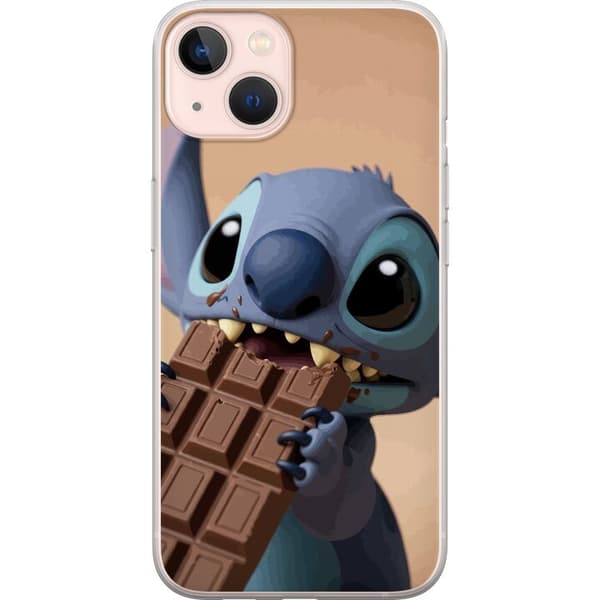 Kompatibelt Mobildeksel til Apple iPhone 13 mini Søtt blått romvesen som spiser en stor sjokoladeplate blå