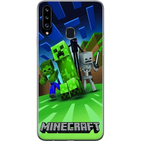 Samsung Galaxy A20s Genomskinligt Skal Minecraft Creeper mobilskal i klassisk grön pixelstil