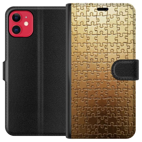 Kompatibelt Plånboksfodral till Apple iPhone 11 Guld Pussel