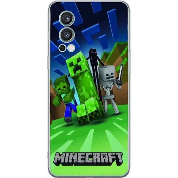 OnePlus Nord 2 5G Gennemsigtig cover Minecraft Creeper mobilskal i klassisk grön pixelstil