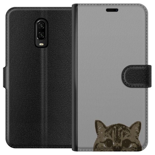 OnePlus 6T Lommeboketui Grå Kattblikk - stilren katte design