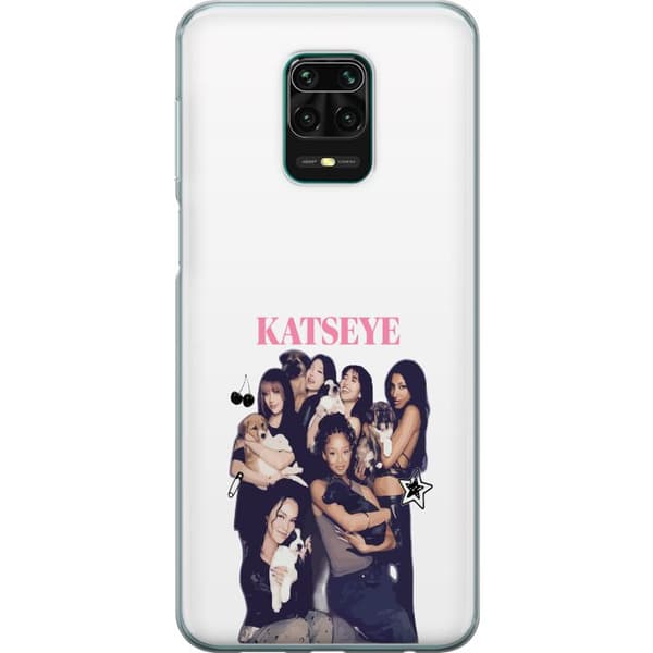 Kompatibelt Mobildeksel til Xiaomi Redmi Note 9 Pro Collage med jentegruppe og søte hundevalper sammen med rosa tekst og dekorative symboler hvit