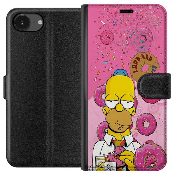 Kompatibel Tegnebogsetui til Apple iPhone 17e Homer Simpson spiser lyserøde donuts mod en farverig baggrund pink