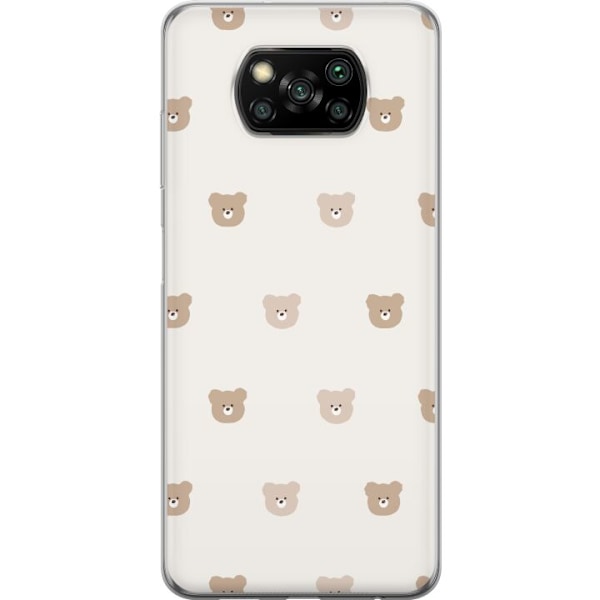 Xiaomi Poco X3 NFC Genomskinligt Skal Teddy Background – gulliga nallar mot mjuk bakgrund