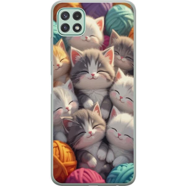 Kompatibelt Mobilskal till Samsung Galaxy A22 5G Sovande kattungar beige