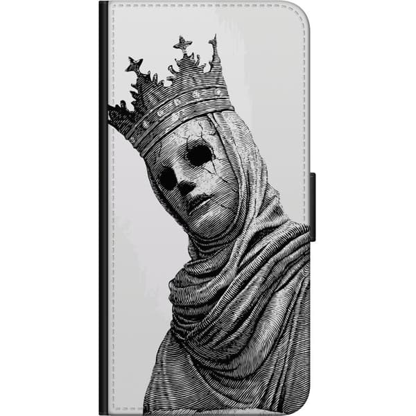 Kompatibel Tegnebogsetui til OnePlus 9 Pro Maskeret figur med krone - fantasyportræt i gråt og sort grå