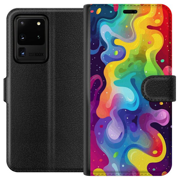 Samsung Galaxy S20 Ultra Plånboksfodral Color Splash Abstrakt Konst Design Färgstarkt Mönster Modern Populär Väggkonst Grafiskt Trend