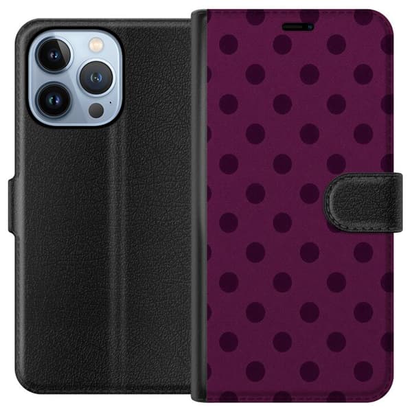 Kompatibel Tegnebogsetui til Apple iPhone 13 Pro Blomme Popprikker lilla
