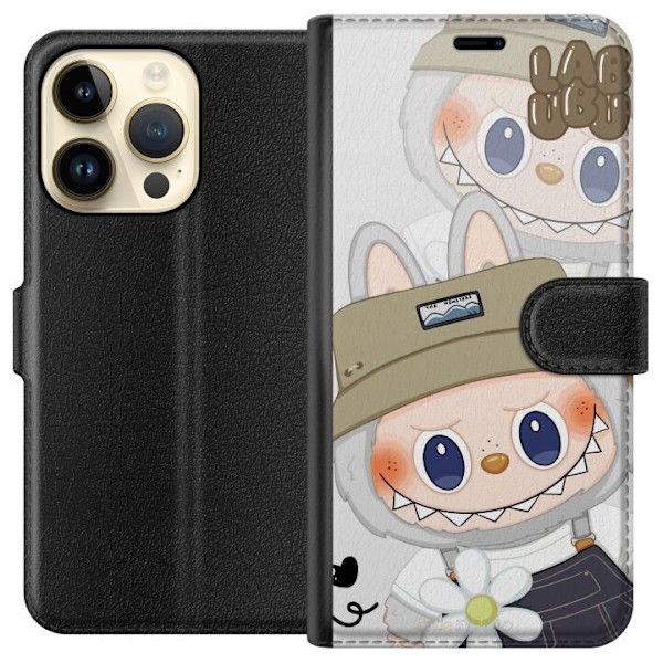Apple iPhone 14 Pro Tegnebogsetui Labubu Minimal Mood - Enkel og stilren monsterdesign