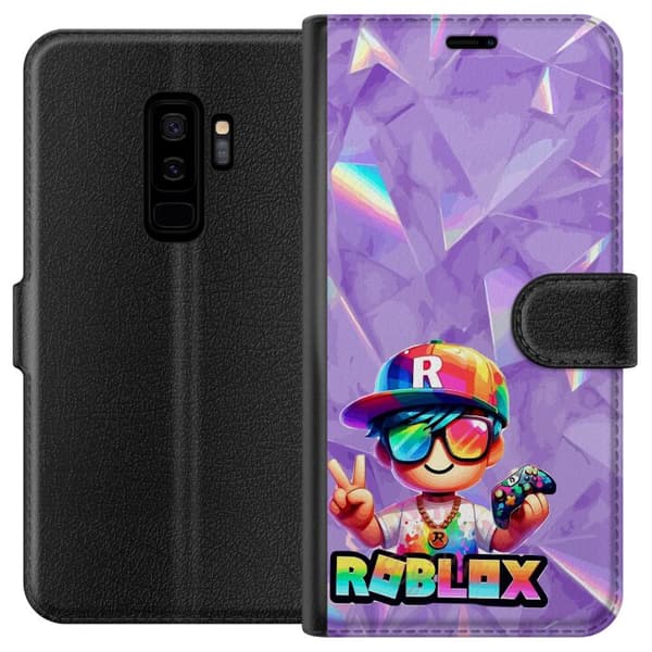 Kompatibel Tegnebogsetui til Samsung Galaxy S9+ Farverig gamerfigur med spilcontroller, solbriller og regnbuedetaljer lilla