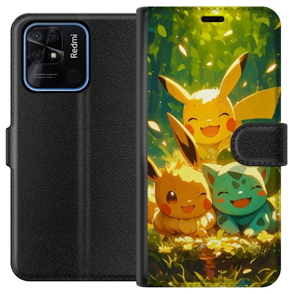 Xiaomi Redmi 10C Plånboksfodral Pixelmonster spelstil – färgstark design för retroälskande gamers