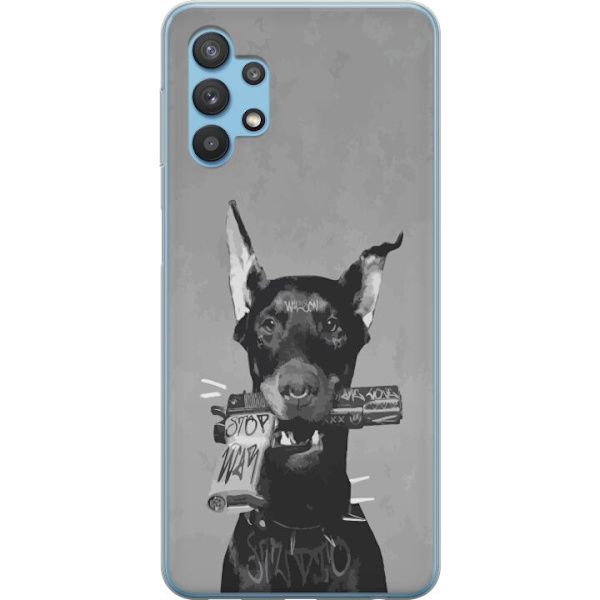 Samsung Galaxy A32 5G Genomskinligt Skal Grå Hund Grafisk Design Tuff Djurmotiv Street Art Urban Trend Hundälskare Stil Populärt Motiv