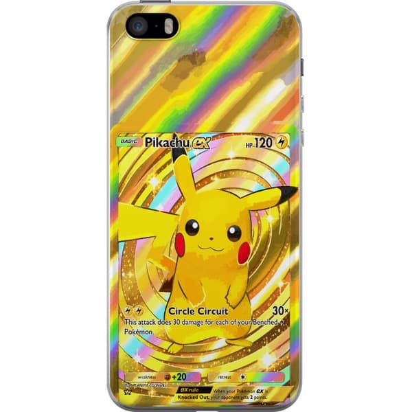 Kompatibelt Mobildeksel til Apple iPhone 5s Gullig Pikachu EX samlebilde med regnbueeffekter gull