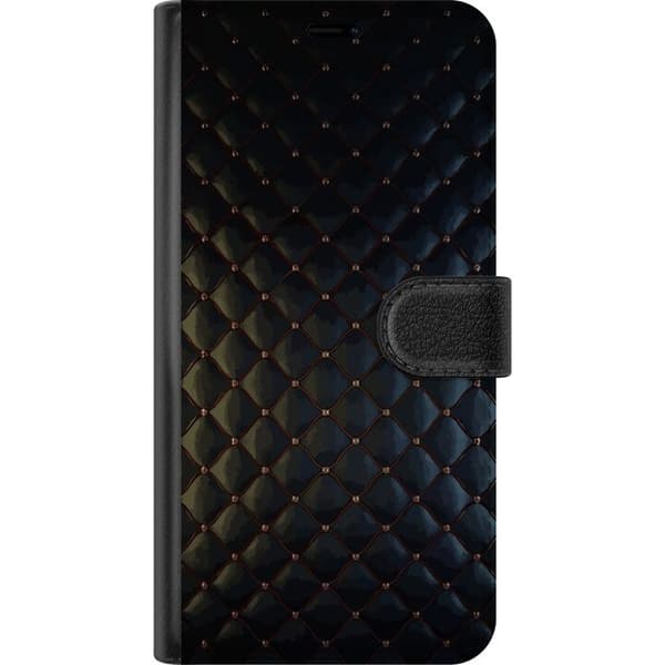 Kompatibel Tegnebogsetui til Apple iPhone 17 Mørkt geometrisk bølgemønster med små glitrende krystaldetaljer sort