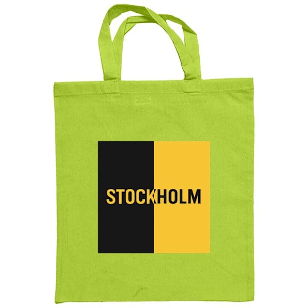Mulepose | Holdbar Indkøbstaske i Stof Stockholm - fodbold Lysegrøn one size