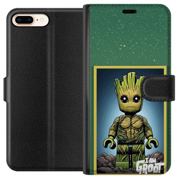 Kompatibel Tegnebogsetui til Apple iPhone 7 Plus Robot med röda ögon grå