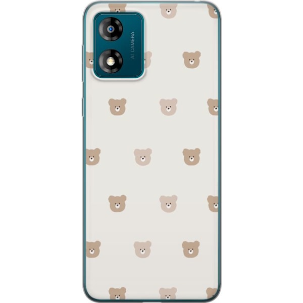 Motorola Moto E13 Läpinäkyvä kuori Teddy-tausta - söpöt teddykarhut pehmeällä taustalla