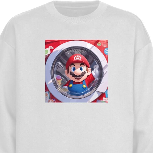 Sweatshirt for Voksen | Klassisk Collegegenser Mario hvit S