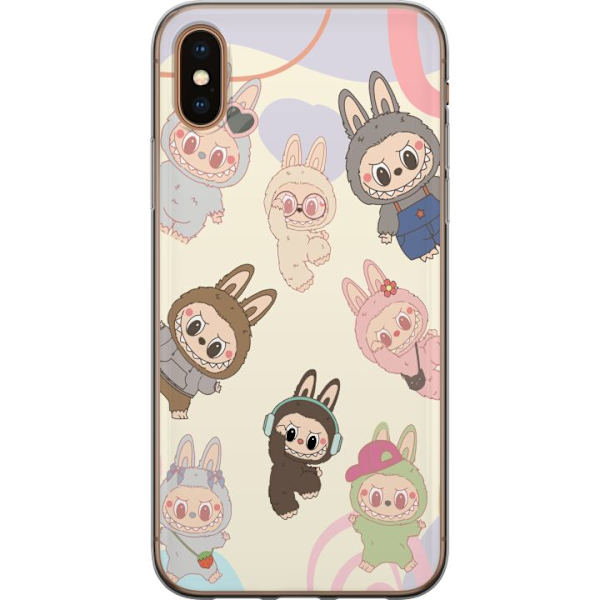 Apple iPhone XS Max Genomskinligt Skal Labubu Pop Mart Kollektion Motiv Figur Samling Design Populärt Art Toy Pop Mart Kreativ Grafiskt