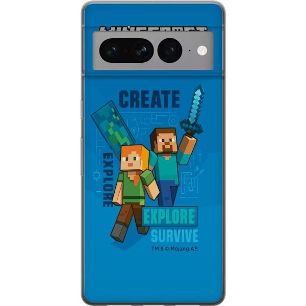 Google Pixel 7 Pro Läpinäkyvä kuori Minecraft Luolastot