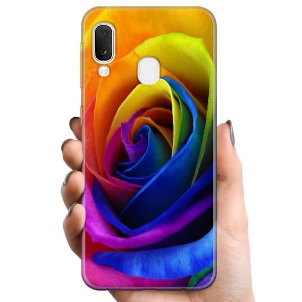 Samsung Galaxy A20e TPU Mobildeksel Regnbue Rose