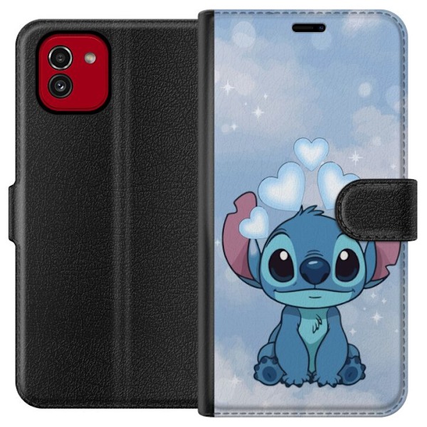 Samsung Galaxy A03 Tegnebogsetui Stitch Hoppende Glæde - Sjovt Design til Gave