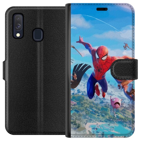 Samsung Galaxy A40 Lompakkokotelo Fortnite Spiderman